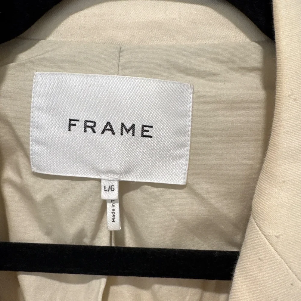 Frame Clean Cropped Blazer (cream/beige) linen blend Size L - Picture 4 of 4